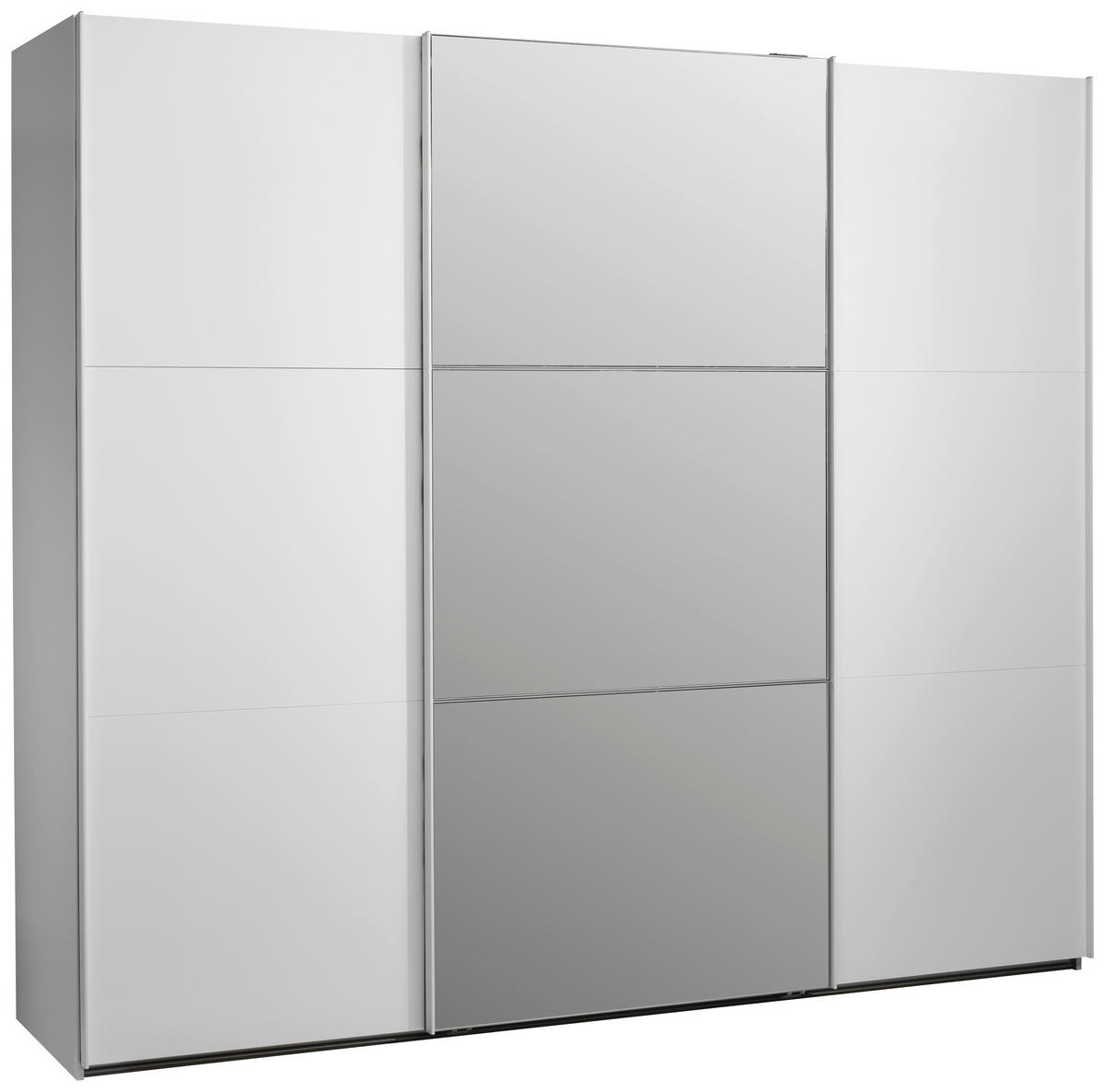 SCHWEBETÜRENSCHRANK Weiss, Weiss Hochglanz  - Weiss Hochglanz/Weiss, Modern, Glas/Holzwerkstoff (250/216/65cm) - Stylife