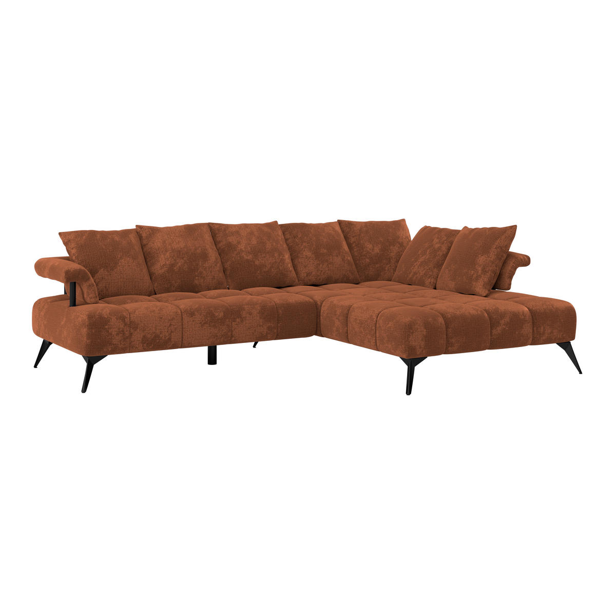 ECKSOFA in Flachgewebe Rostfarben  - Rostfarben/Schwarz, Modern, Kunststoff/Textil (297/200cm) - Livetastic