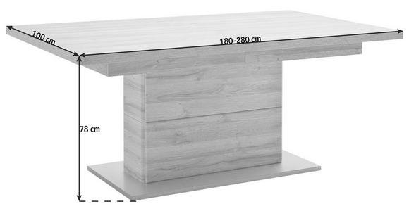 ESSTISCH in Holzwerkstoff 180(280)/100/78 cm - Eichefarben/Silberfarben, KONVENTIONELL, Holzwerkstoff (180(280)/100/78cm) - Cantus