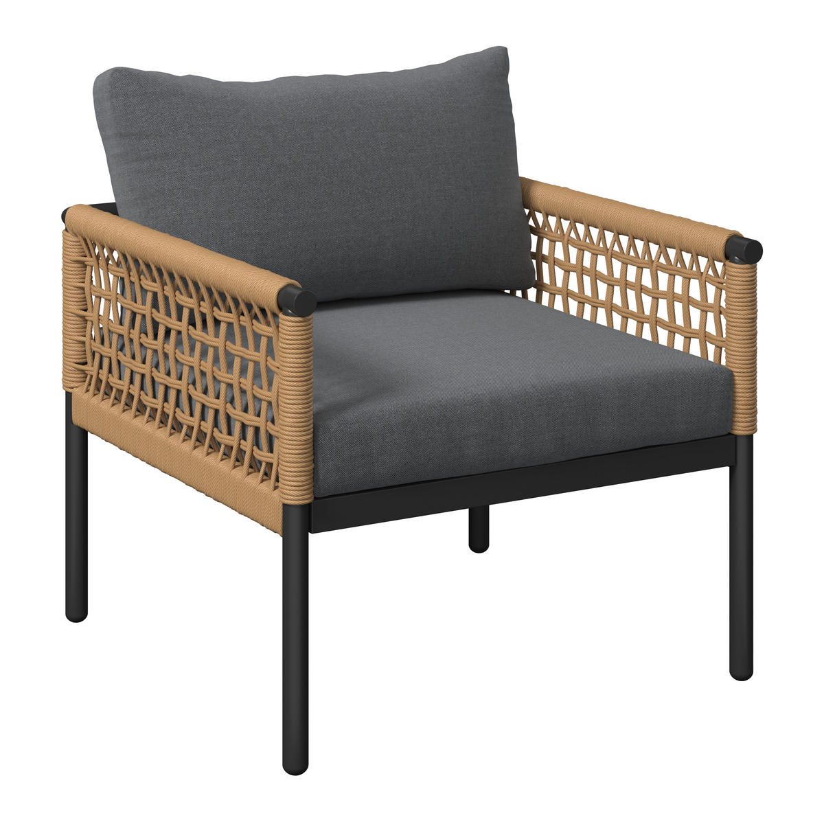 LOUNGEGARNITUR Eisen  - Anthrazit/Naturfarben, MODERN, Kunststoff/Textil (167/67/76cm) - Ambia Garden