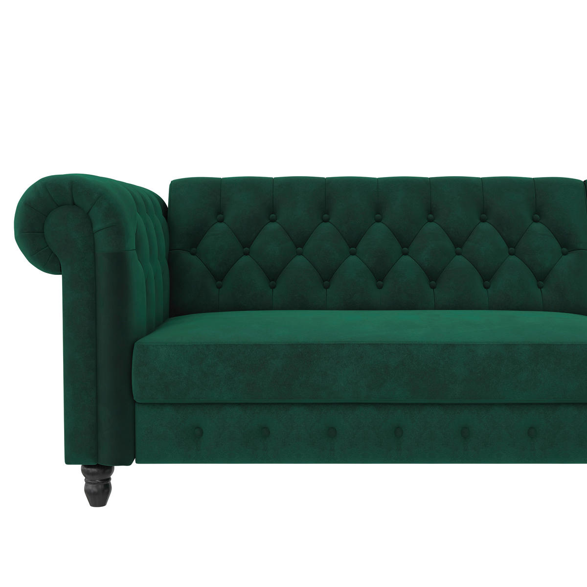 ECKSOFA FIRENZE in Velours Dunkelgrün  - Dunkelgrün/Schwarz, Basics, Holz/Textil (241/154cm) - Livetastic