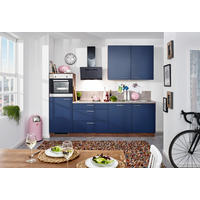 Bucătărie Standard  - culoare lemn de nuc/albastru închis, Design, material pe bază de lemn (290cm) - Welnova