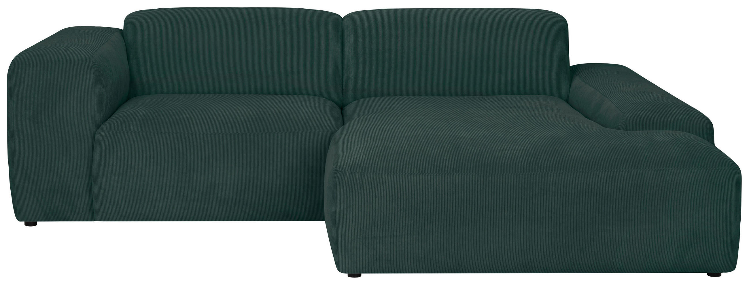 ECKSOFA HANNAH Grün Cord  - Schwarz/Grün, Design, Kunststoff/Textil (252/170cm) - MID.YOU