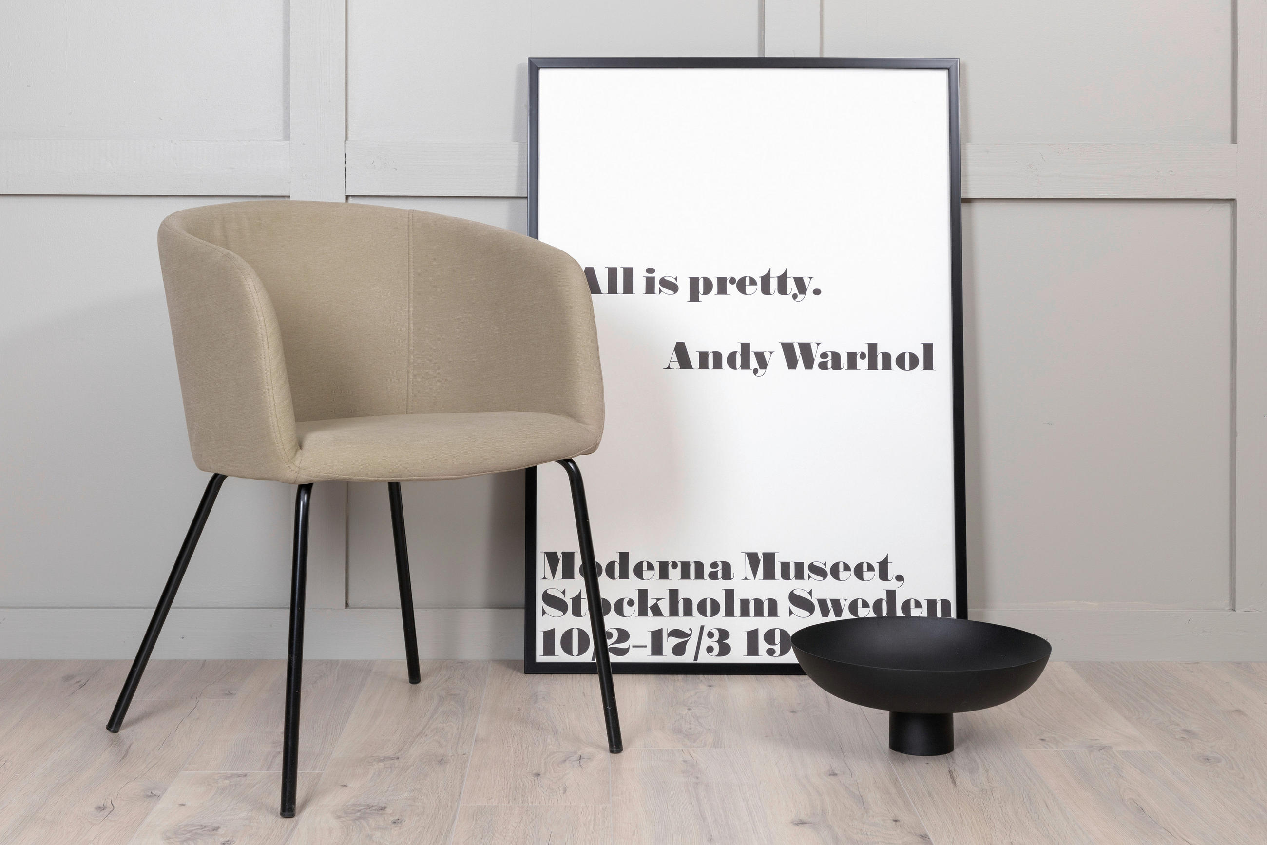 STUHL  in Eisen Samt Metall, Textil  - Beige/Schwarz, Design, Holz/Kunststoff (55/78/55cm) - Livetastic