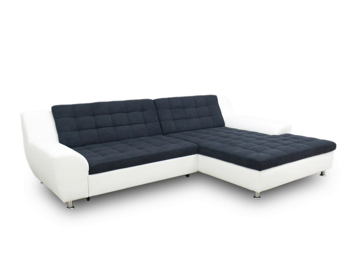 ECKSCHLAFSOFA MORTON Schwarz Mikrofaser  - Chromfarben/Schwarz, MODERN, Textil/Metall (304/200/84cm) - MID.YOU