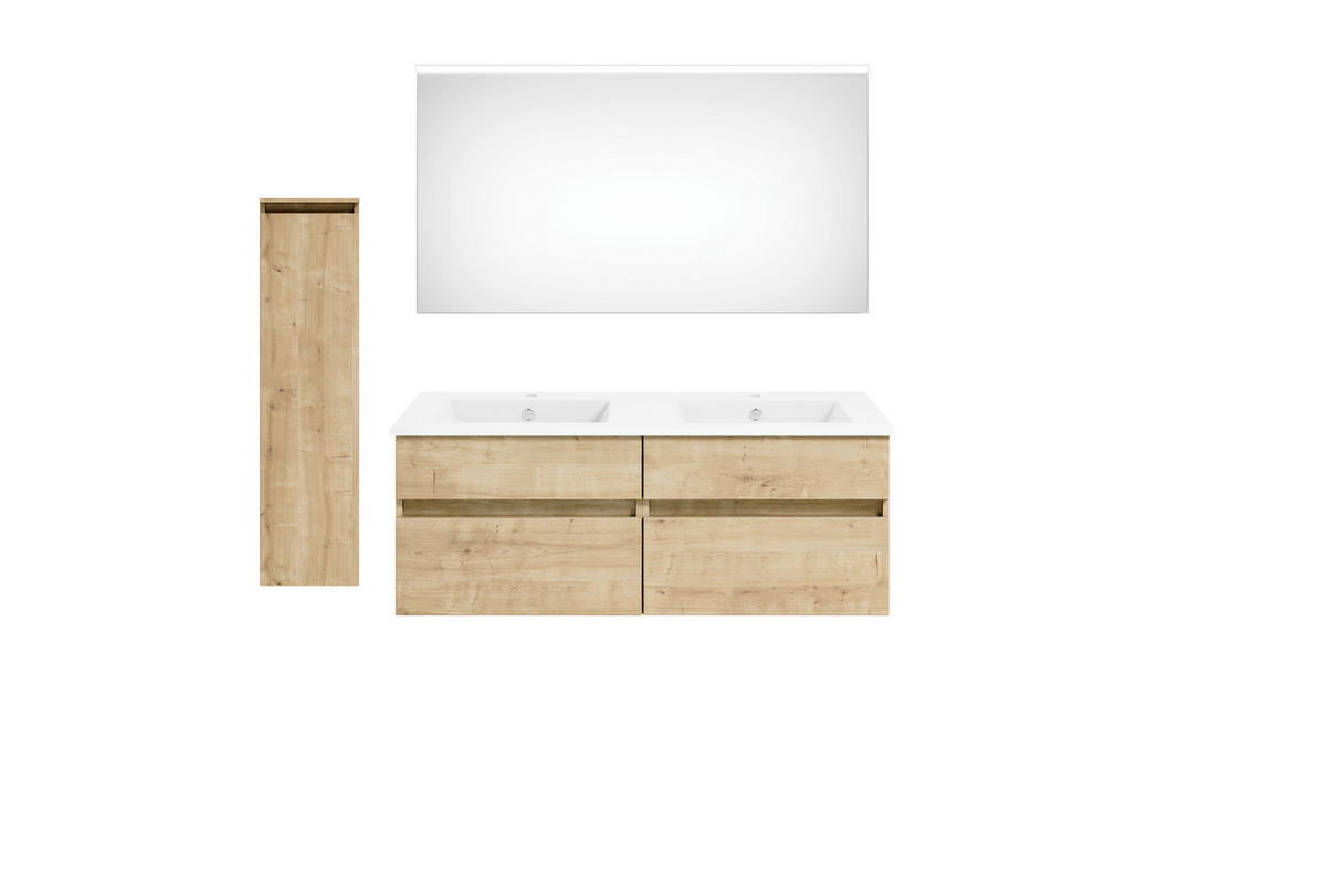 BADEZIMMER 150 cm  - Weiss/Eichefarben, Konventionell, Keramik/Holzwerkstoff (150cm) - Puris