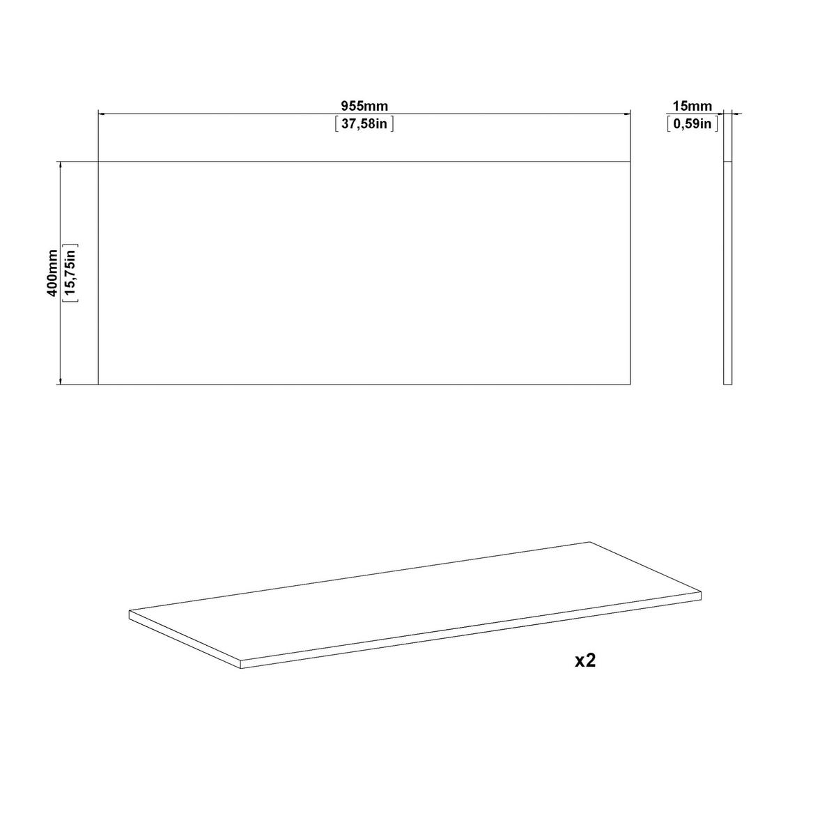 EINLEGEBODEN 95,5/1,5/40 cm   - Weiß, MODERN, Holzwerkstoff/Metall (95,5/1,5/40cm) - MID.YOU