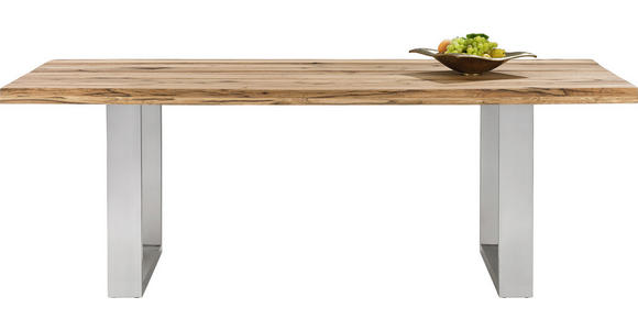 ESSTISCH in Holz, Metall 200/100/77 cm - Edelstahlfarben/Eichefarben, Design, Holz/Metall (200/100/77cm) - Novel