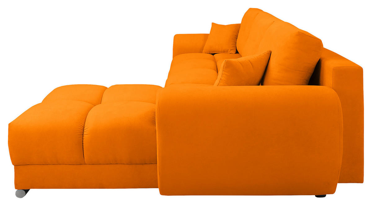 ECKSOFA in Mikrofaser Gelb  - Gelb/Silberfarben, Design, Textil/Metall (256/175cm) - Livetastic