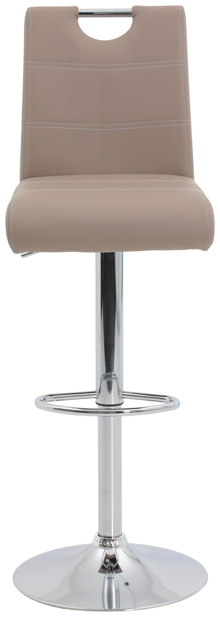 BARHOCKER-SET Lederlook Cappuccino Stahl Sitzfläche 360° drehbar, mit Griff  - Chromfarben/Weiß, MODERN, Textil/Metall (38/97-119/50cm) - MID.YOU