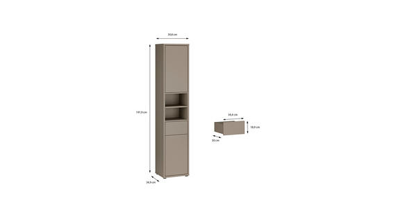 HOCHSCHRANK 39,8/191,9/34,9 cm  - Taupe/Grau, MODERN, Holzwerkstoff/Kunststoff (39,8/191,9/34,9cm) - Xora