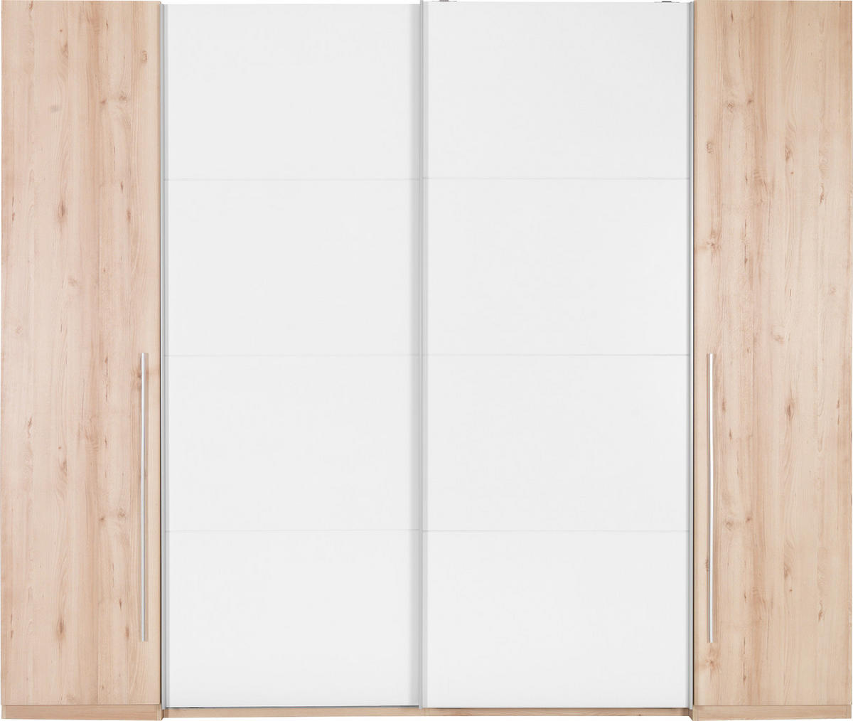 OMARA ZA OBLAČILA, bela, barve bukve  - bela/barve aluminija, Design, umetna masa/leseni material (270/225/61cm) - Ti'me