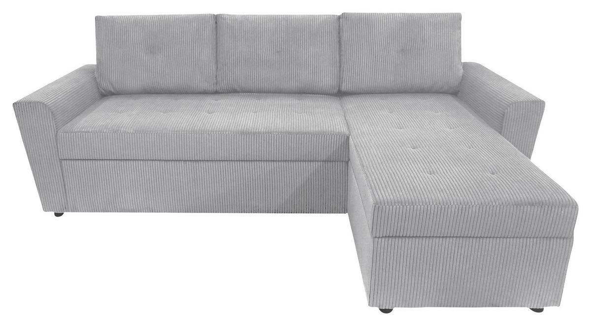 ECKSOFA in Cord Hellgrau  231/155 cm  - Hellgrau/Schwarz, Design, Kunststoff/Textil (231/155cm) - MID.YOU