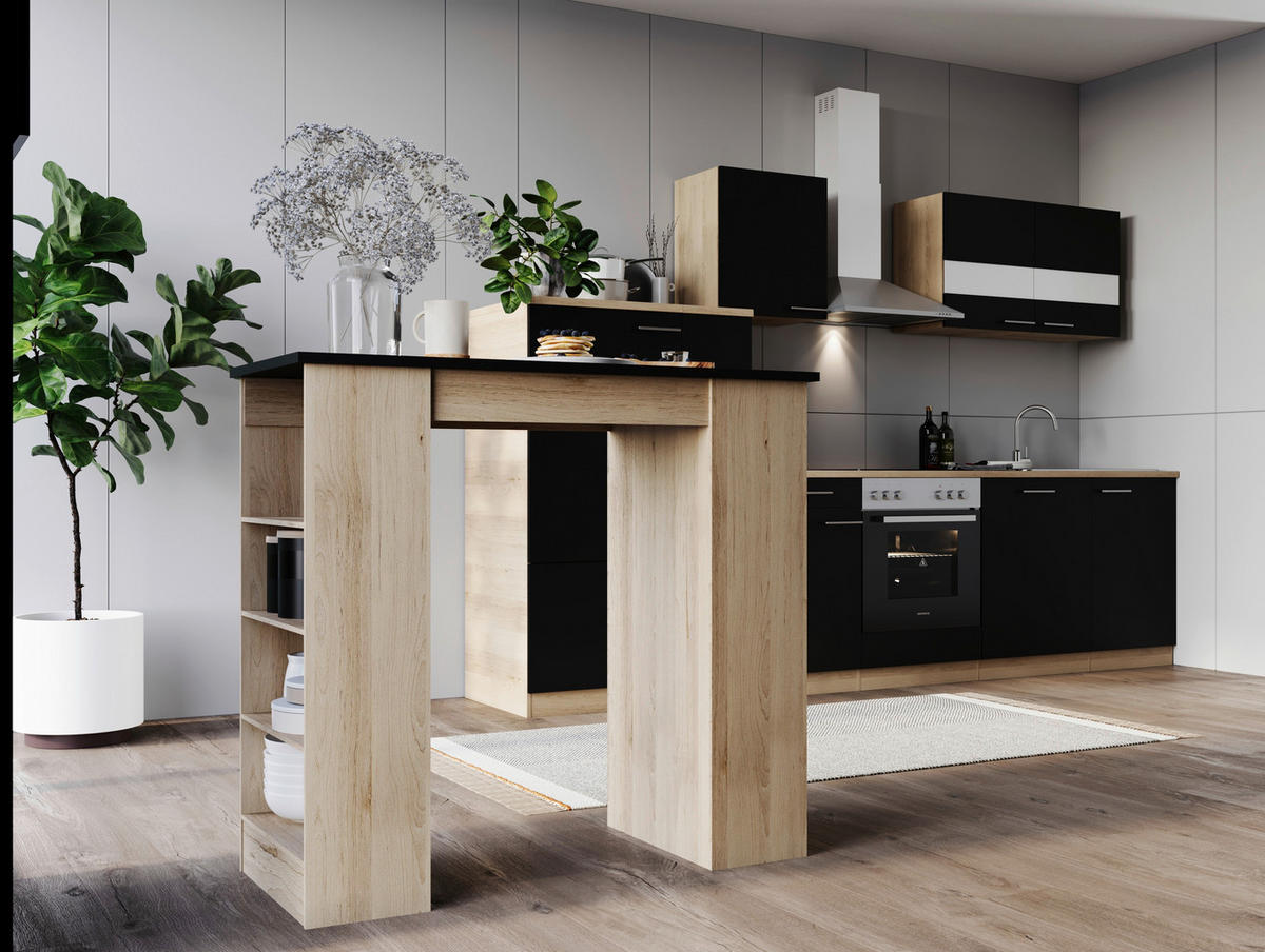 BARTISCH rechteckig Schwarz, Eichefarben  - Eichefarben/Schwarz, Design, Holzwerkstoff (103/50/115cm) - Respekta