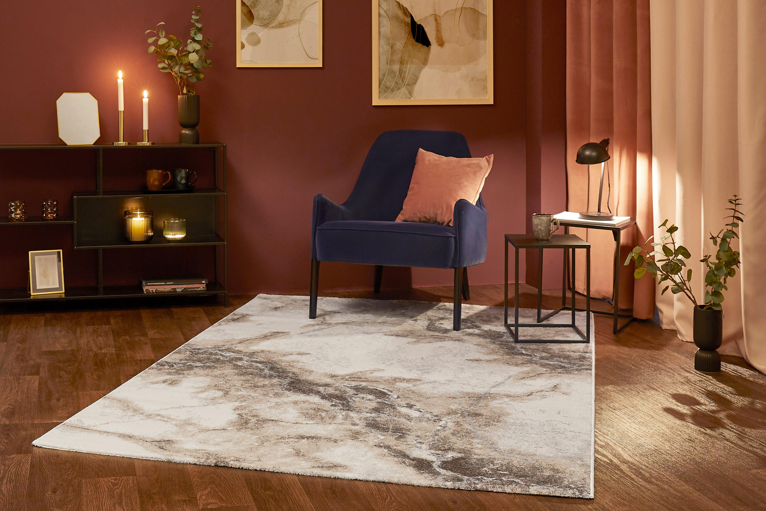 WEBTEPPICH 80/150 cm Mora Marmor Creme  - Creme, KONVENTIONELL, Kunststoff/Textil (80/150cm) - Novel