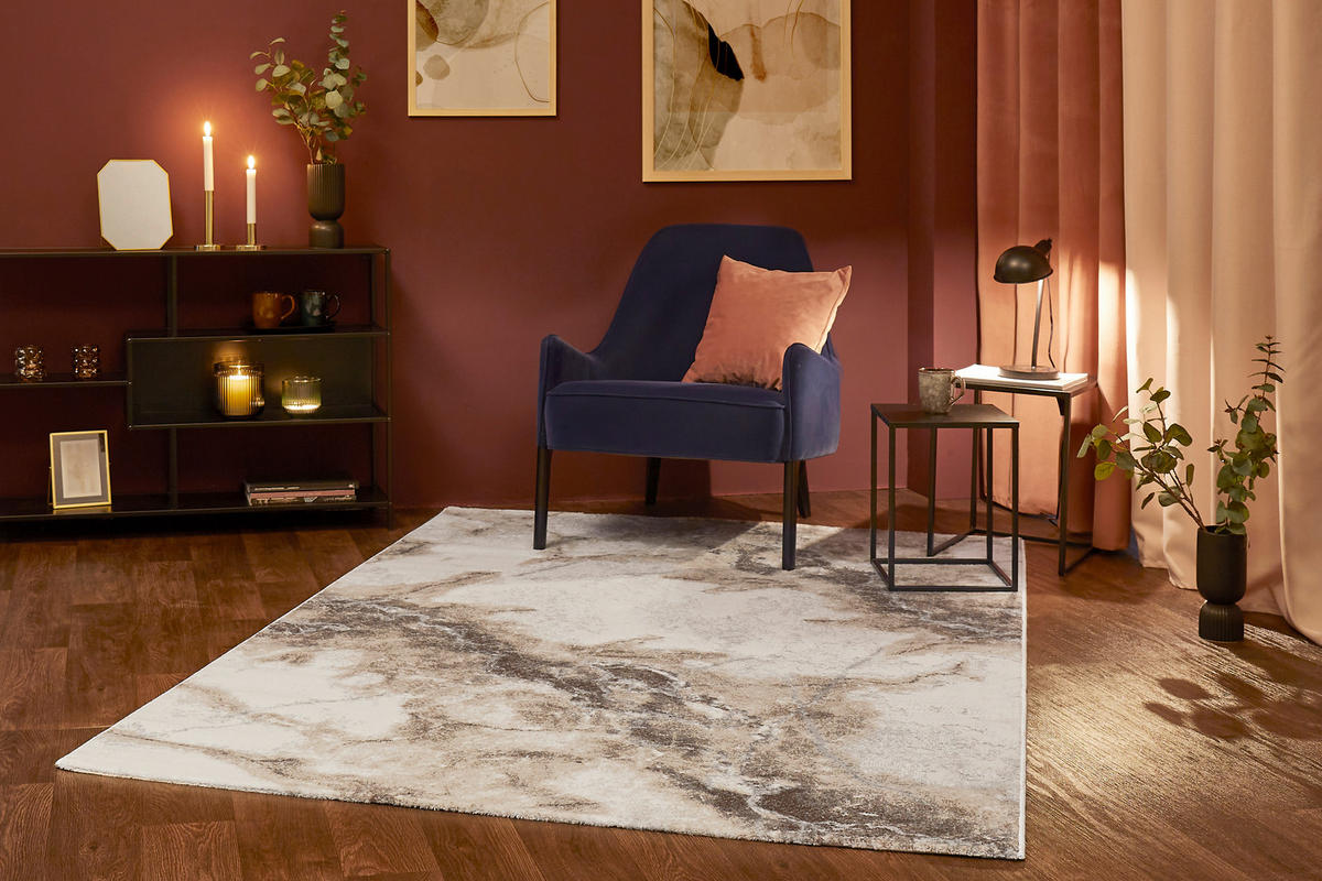 WEBTEPPICH 120/170 cm Mora Marmor Creme  - Creme, KONVENTIONELL, Kunststoff/Textil (120/170cm) - Novel