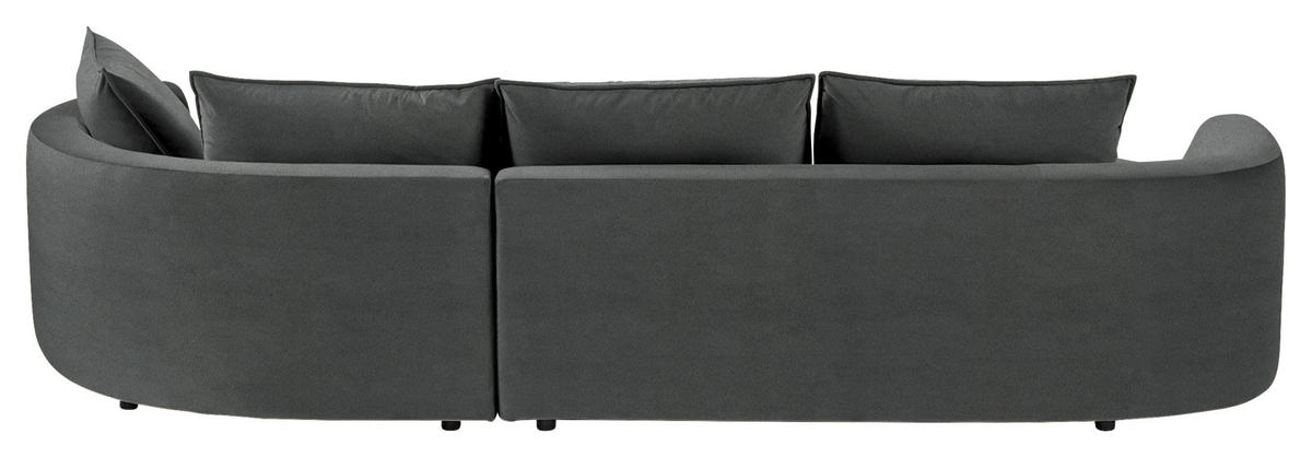 BIGSOFA in Samt Dunkelgrau  - Dunkelgrau/Schwarz, Design, Kunststoff/Textil (322/66/154cm) - home24