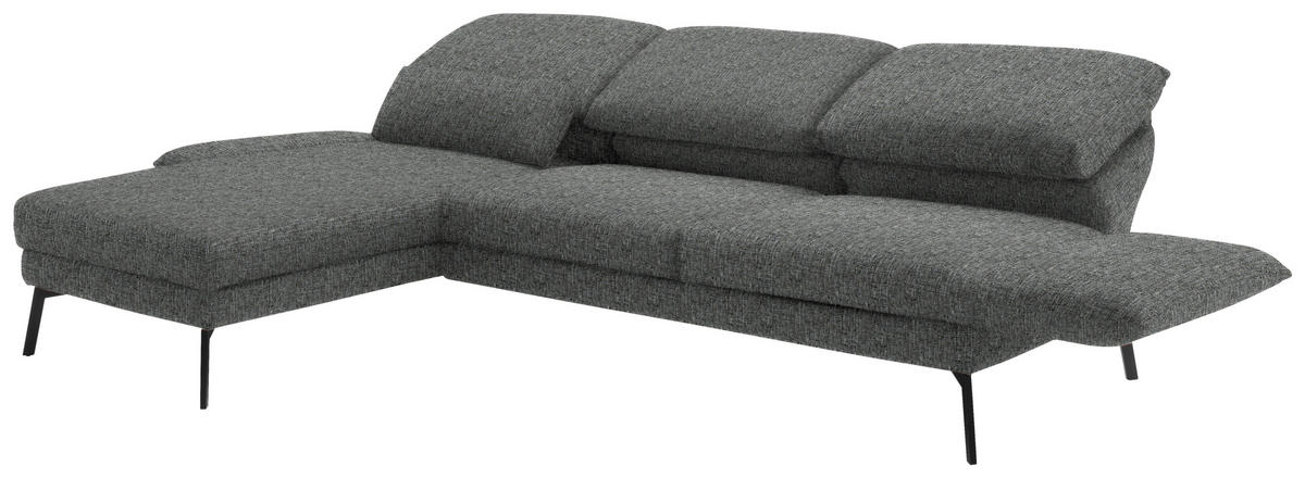 ECKSOFA in Flachgewebe Grau  175/277 cm  - Schwarz/Grau, Design, Textil/Metall (175/277cm) - Schöner Wohnen