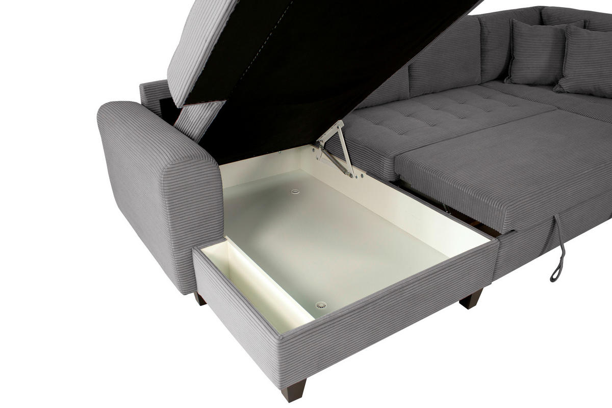 WOHNLANDSCHAFT MORITZ Grau Cord  - Grau, Trend, Textil (155/324/178cm) - P & B