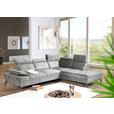ECKSOFA Grau Flachgewebe Schlaffunktion, Armteilverstellung, Kopfteilverstellung, Sitztiefenverstellung  - Schwarz/Grau, MODERN, Textil/Metall (258/210cm) - Landscape