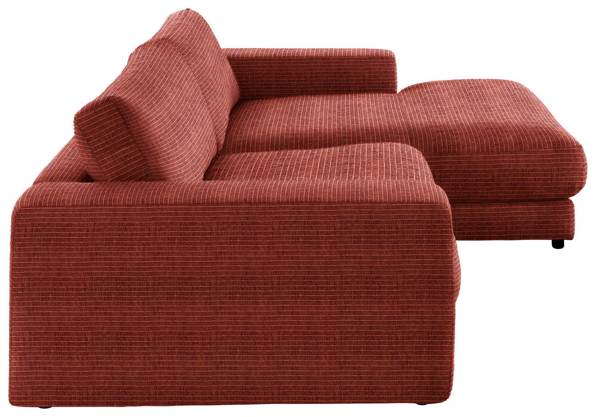 ECKSOFA in Chenille Rostfarben  - Rostfarben/Schwarz, Design, Kunststoff/Textil (270/190cm) - Lomoco