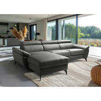 ECKSOFA  in Lederlook Echtleder Anthrazit  - Anthrazit/Schwarz, Design, Leder/Textil (179/252cm) - Livetastic