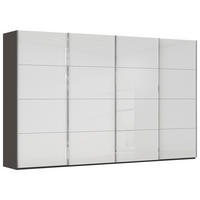 SCHWEBETÜRENSCHRANK 361/223/68 cm 4-türig Graphitfarben, Weiß  - Chromfarben/Graphitfarben, Design, Glas/Holzwerkstoff (361/223/68cm) - Novel