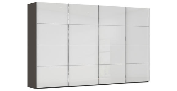 SCHWEBETÜRENSCHRANK  in Graphitfarben, Weiß  - Chromfarben/Graphitfarben, Design, Glas/Holzwerkstoff (361/223/68cm) - Novel