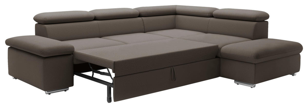 ECKSOFA inkl. Funktion in Flachgewebe Schlammfarben  - Schlammfarben, Modern, Textil/Metall (274/228cm) - Sit & More