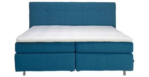 BOXSPRINGBETT 200/200 cm  in Blau  - Blau/Alufarben, KONVENTIONELL, Textil/Metall (200/200cm) - Dieter Knoll