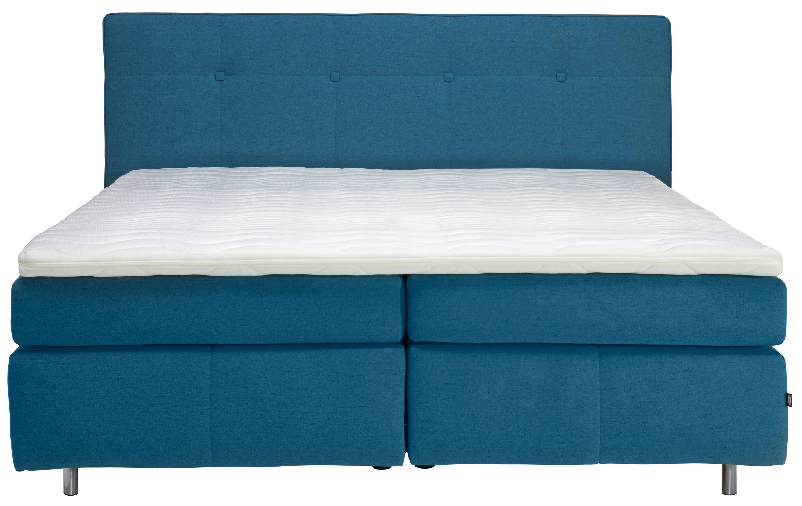 BOXSPRINGBETT 200/200 cm  in Blau  - Blau/Alufarben, Konventionell, Textil/Metall (200/200cm) - Dieter Knoll