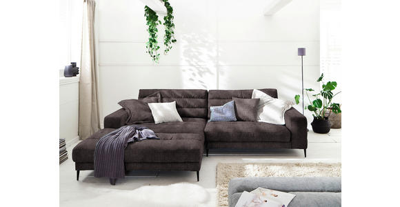 ECKSOFA in Flachgewebe Braun 207/296 cm - Schwarz/Braun, Design, Textil/Metall (207/296cm) - Dieter Knoll