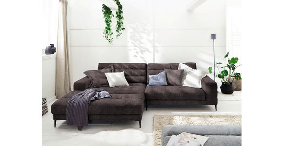 ECKSOFA in Flachgewebe Braun  - Schwarz/Braun, Design, Textil/Metall (207/296cm) - Dieter Knoll