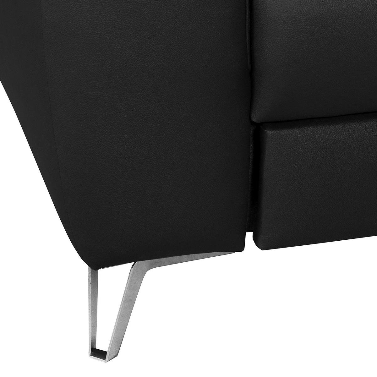 ECKSOFA in Lederlook Echtleder Schwarz  241/168 cm  - Chromfarben/Schwarz, Design, Leder/Textil (241/168cm) - Livetastic