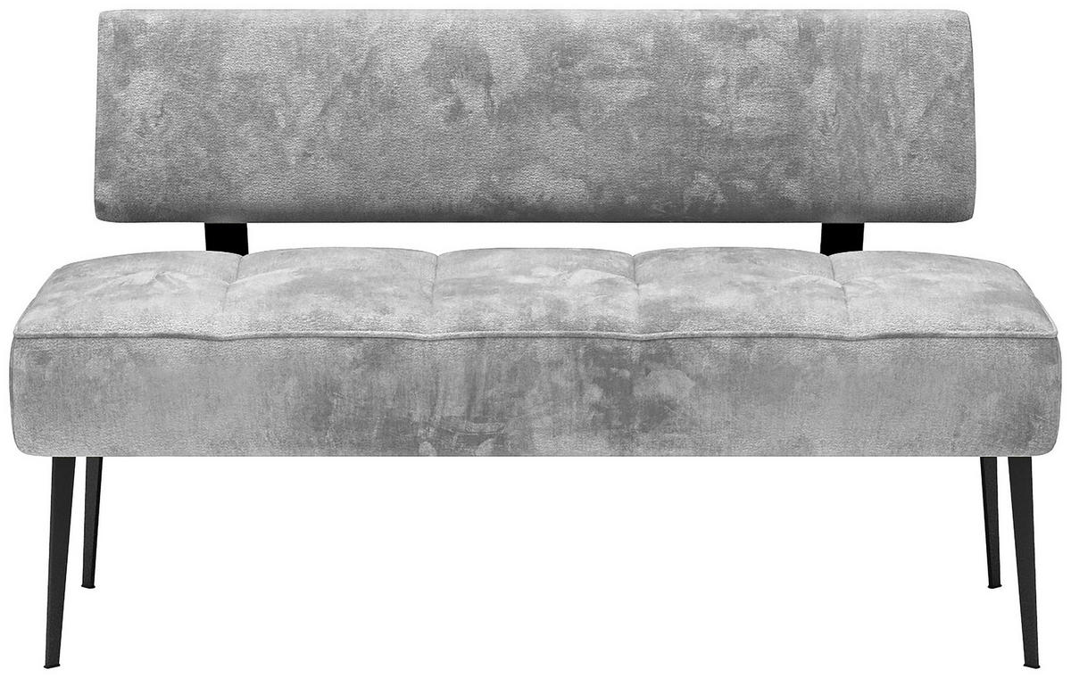 SITZBANK 162/90/65 cm Webstoff Grau, Hellgrau Metall  - Hellgrau/Schwarz, MODERN, Textil/Metall (162/90/65cm) - Welnova