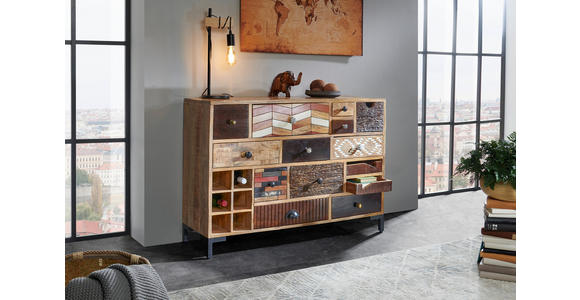 KOMMODE , 115/80/35 cm, 14 Schublade(n)  - Multicolor/Schwarz, LIFESTYLE, Keramik/Holz (115/80/35cm) - Landscape