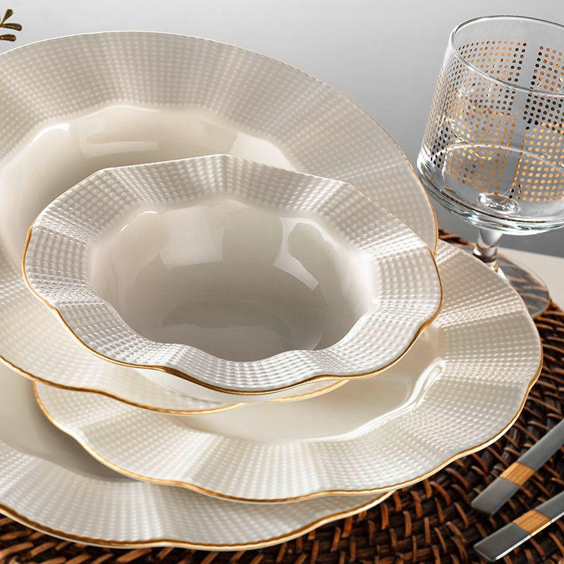 KOMBISERVICE Creme, Goldfarben 24-teilig  - Goldfarben/Creme, Basics, Keramik - P & B