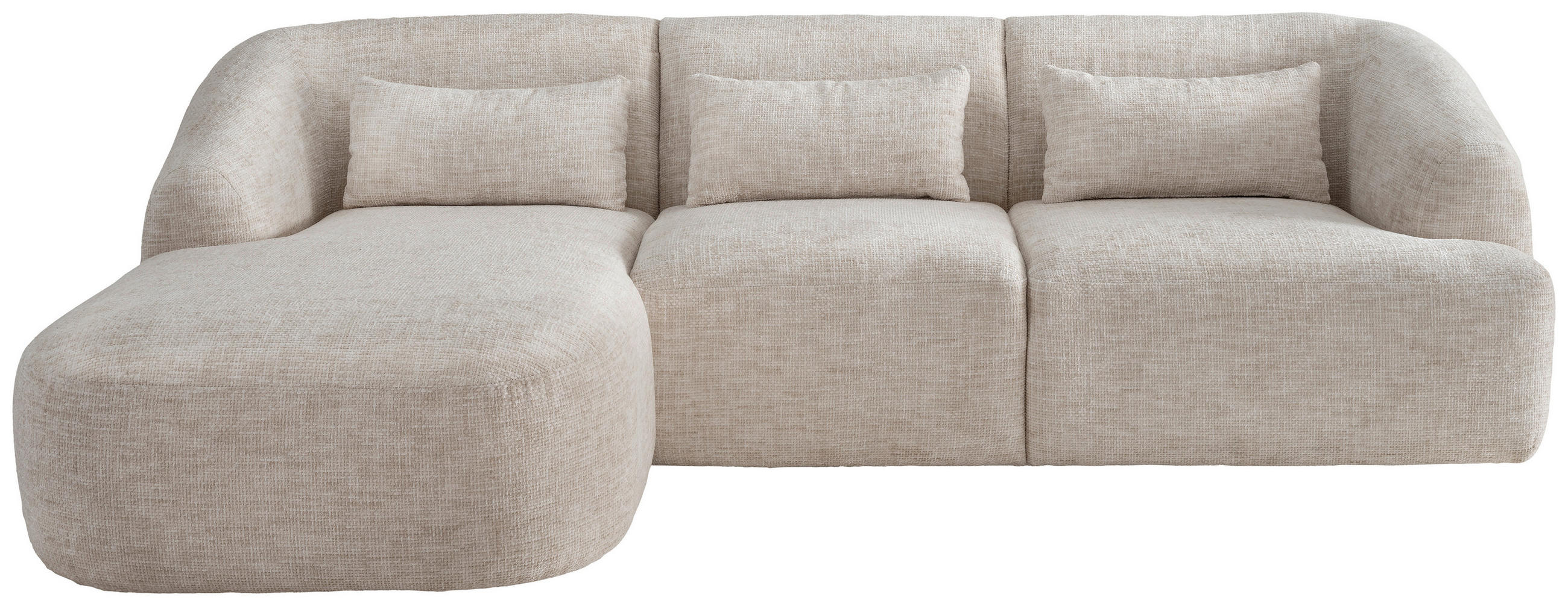 ECKSOFA Struktur Creme  - Creme/Schwarz, Modern, Kunststoff/Textil (160/256cm) - Livetastic