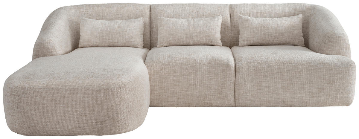 ECKSOFA Struktur Creme  - Creme/Schwarz, Modern, Kunststoff/Textil (160/256cm) - Livetastic