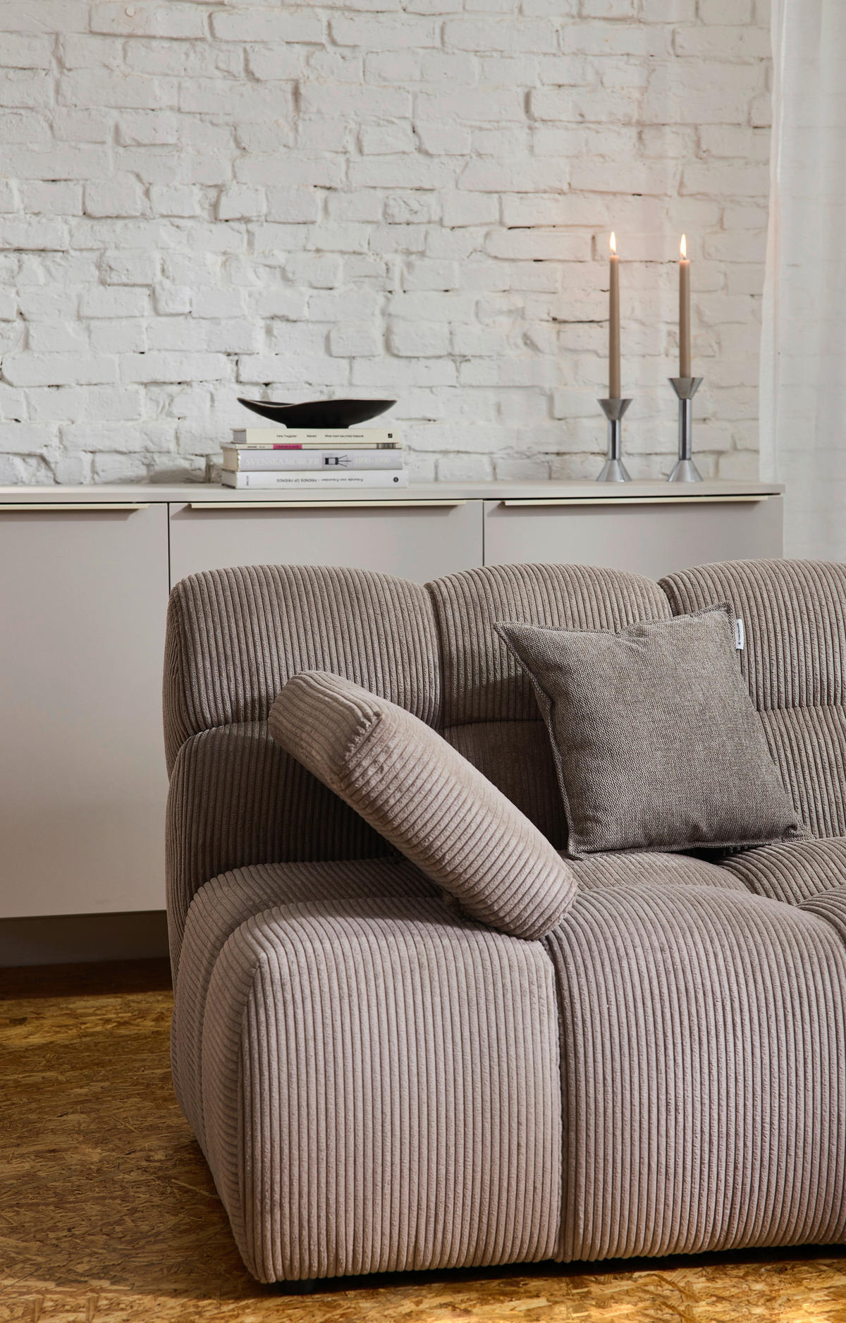 ECKSOFA Braun Cord Rücken echt  - Schwarz/Braun, KONVENTIONELL, Kunststoff/Textil (195/265cm) - Tom Tailor