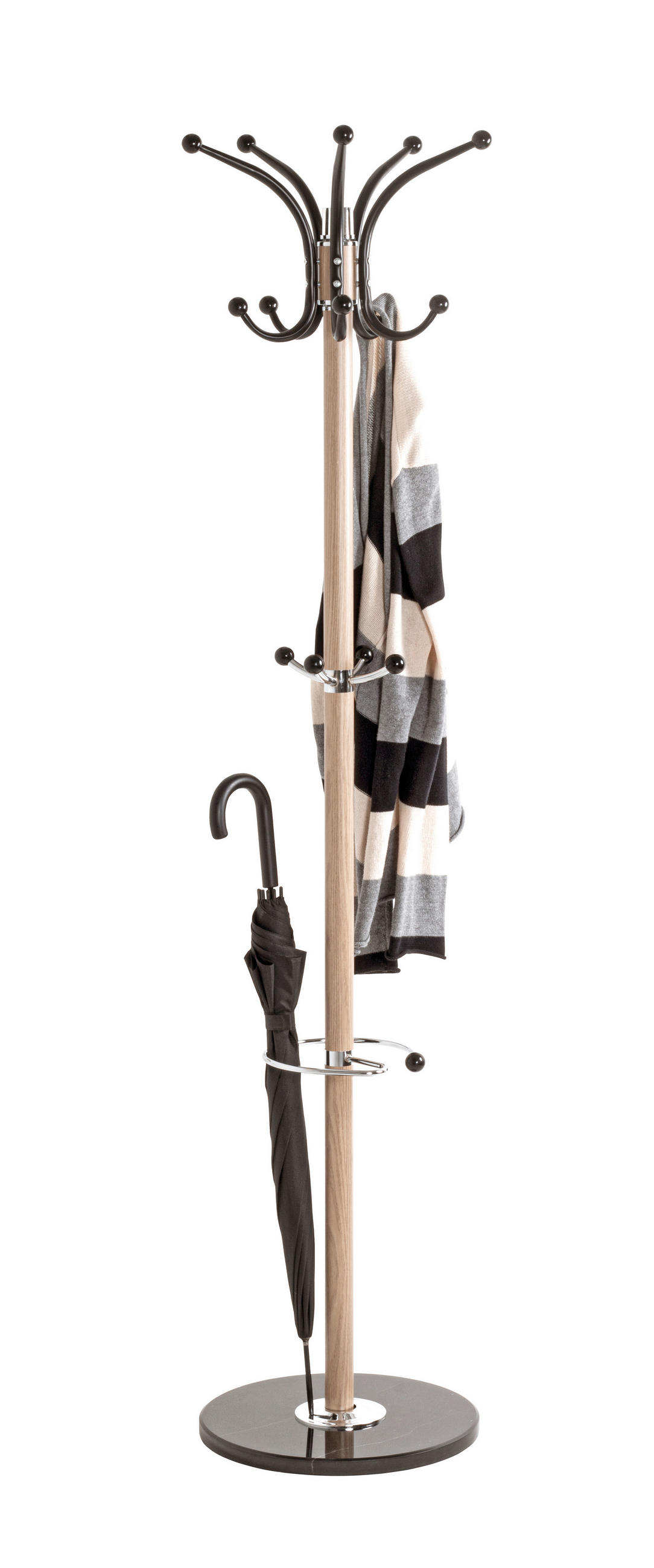 GARDEROBENSTÄNDER in Eichefarben, Chromfarben 37/171/39 cm   - Chromfarben/Eichefarben, Design, Stein/Metall (37/171/39cm)