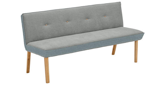 SITZBANK 177/88/63 cm Webstoff, Mikrofaser Dunkelgrau Eiche vollmassiv  - Eichefarben/Dunkelgrau, Design, Holz/Textil (177/88/63cm) - Linea Natura