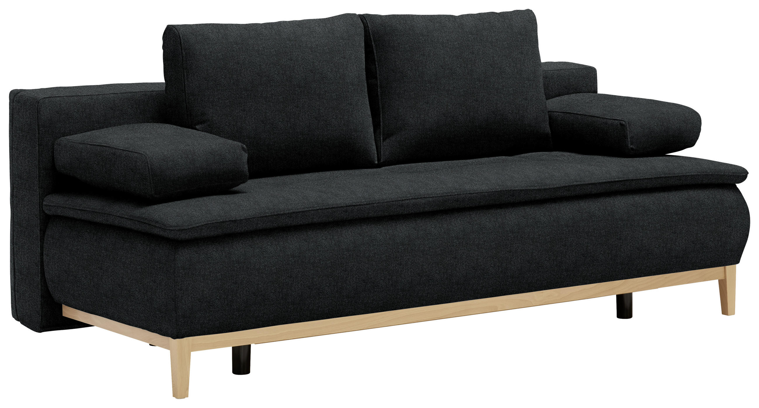 BOXSPRINGSOFA in Webstoff Anthrazit  - Eichefarben/Anthrazit, Design, Holz/Textil (202/78/93/100cm) - Venda