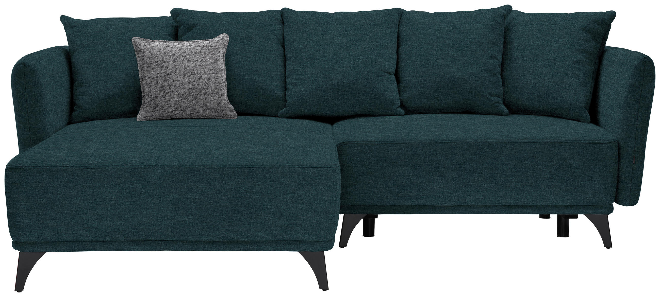 ECKSOFA in Chenille Dunkelgrün  172/255 cm  - Dunkelgrün/Schwarz, LIFESTYLE, Textil/Metall (172/255cm) - Carryhome