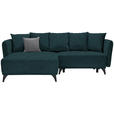 ECKSOFA  in Chenille Dunkelgrün  172/255 cm  - Dunkelgrün/Schwarz, LIFESTYLE, Textil/Metall (172/255cm) - Carryhome