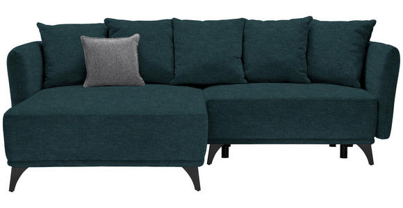 ECKSOFA  in Chenille Dunkelgrün  172/255 cm  - Dunkelgrün/Schwarz, LIFESTYLE, Textil/Metall (172/255cm) - Carryhome