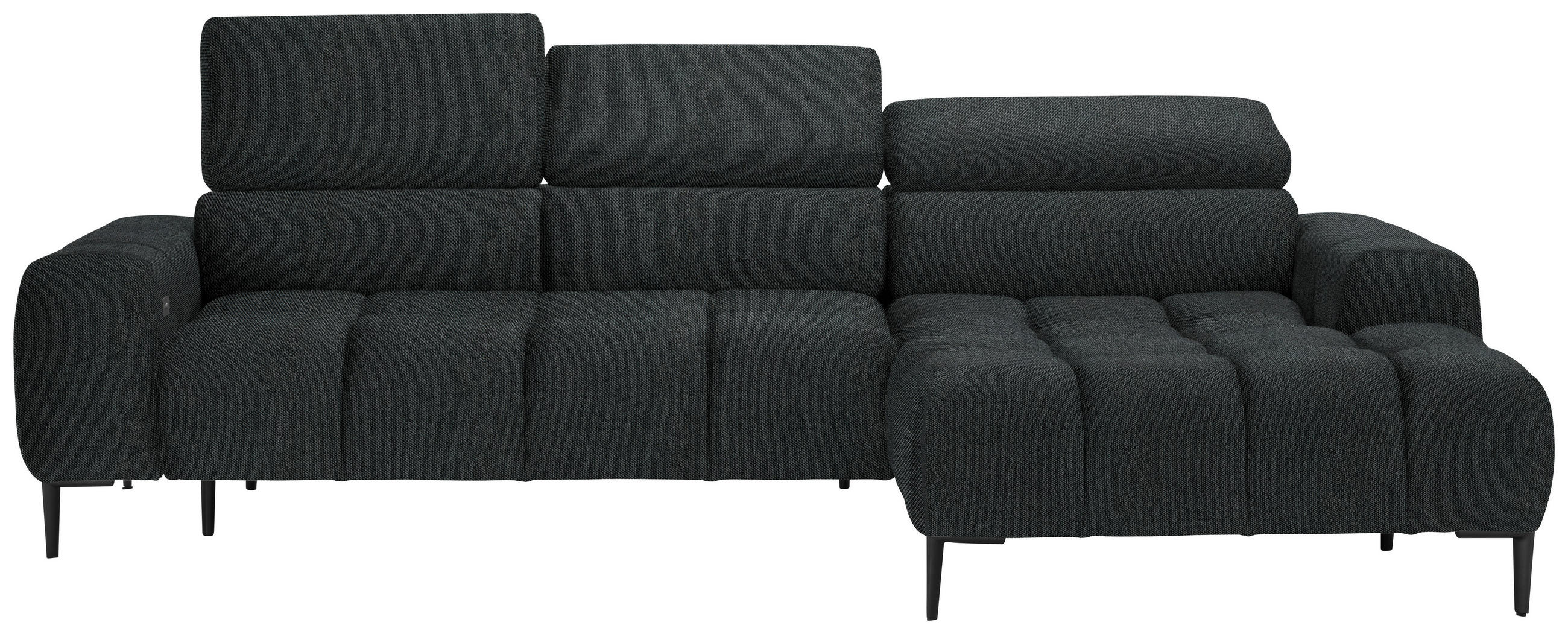 ECKSOFA Graphitfarben Webstoff  - Schwarz/Graphitfarben, Design, Textil/Metall (270/177cm) - Welnova