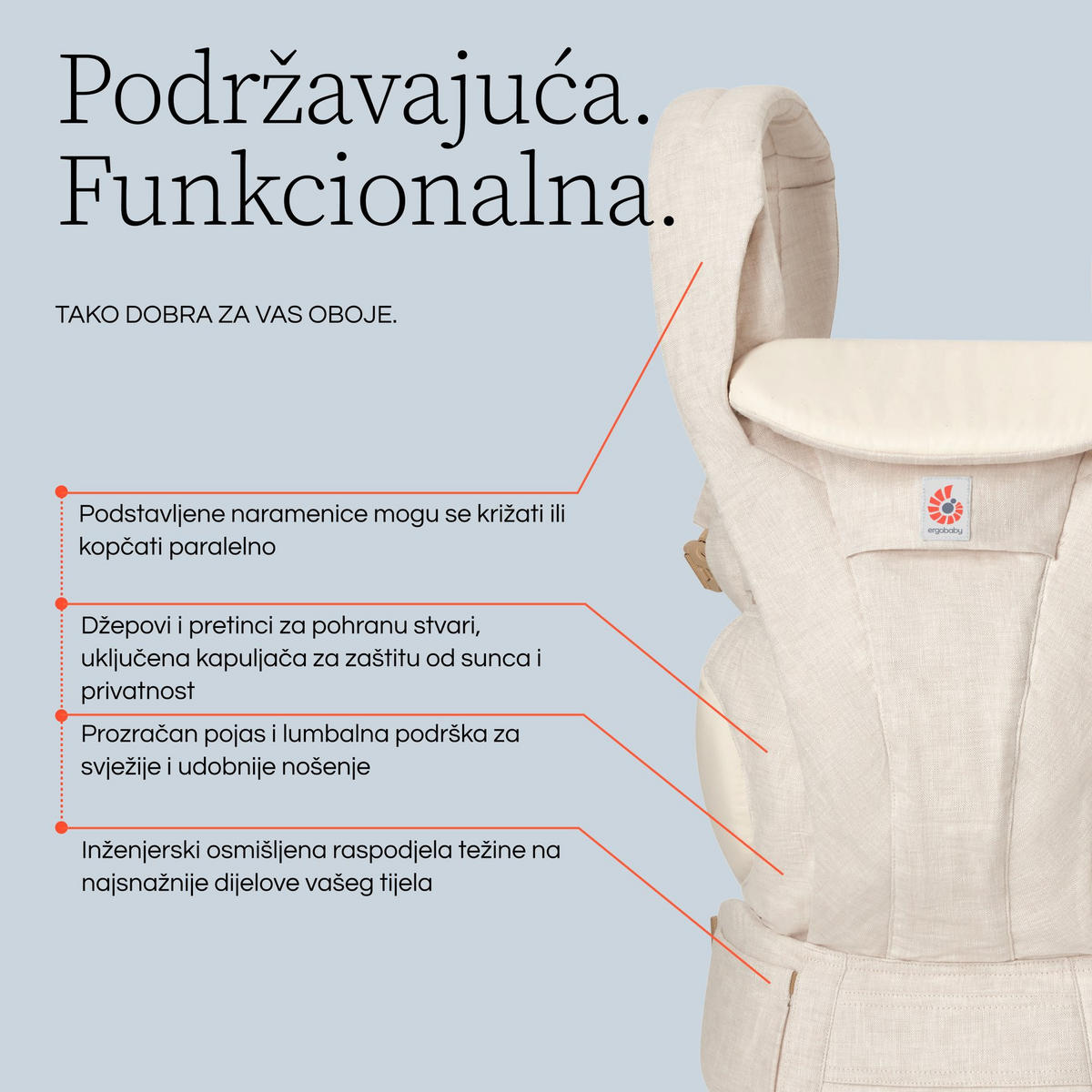 ERGONOMSKA NOSILJKA  Omni Deluxe Linen  - bijela, Basics, tekstil (26.5/27.5/14.8cm) - Ergobaby