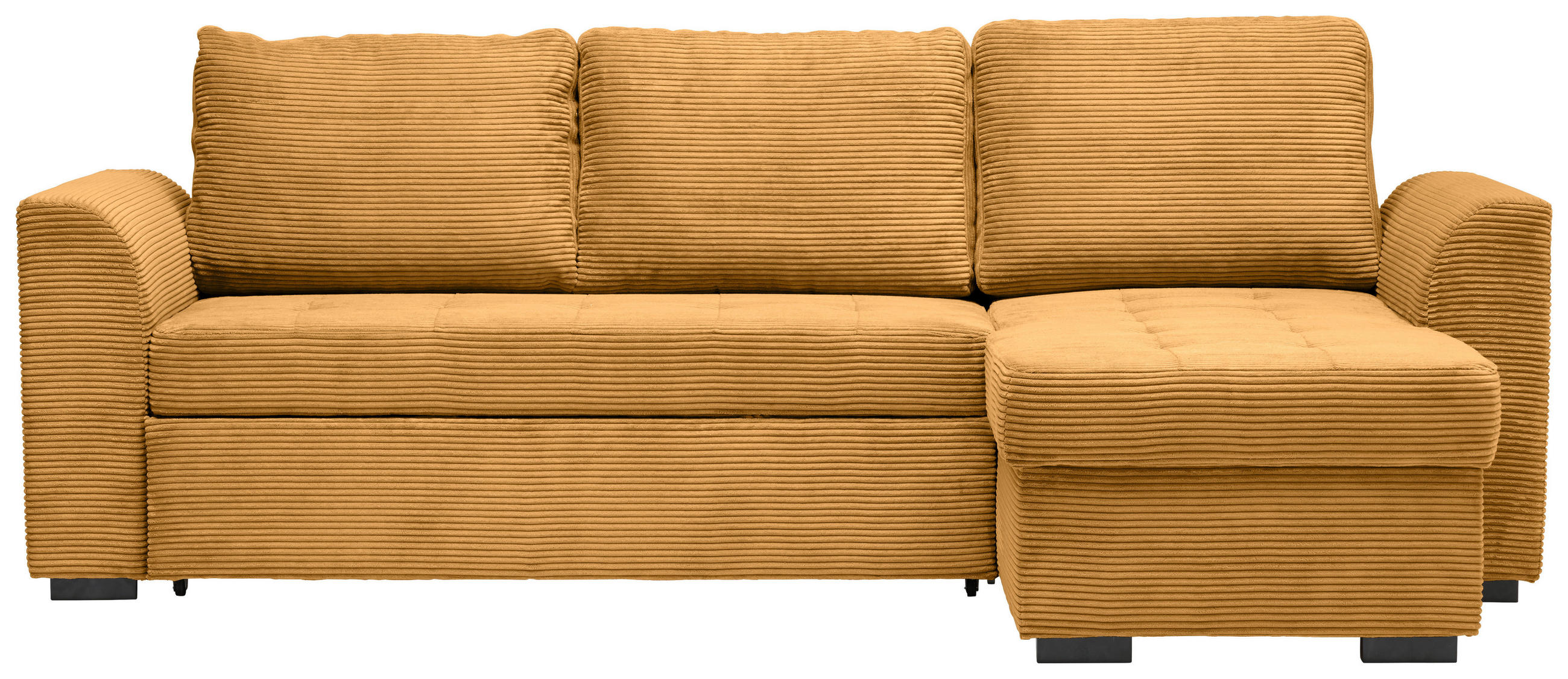 ECKSOFA Currygelb Cord  - Currygelb/Schwarz, Design, Kunststoff/Textil (243/155cm) - Xora