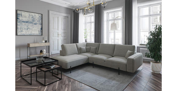 ECKSOFA Hellbraun Flachgewebe - Hellbraun/Schwarz, Design, Textil/Metall (223/280/223cm) - Novel